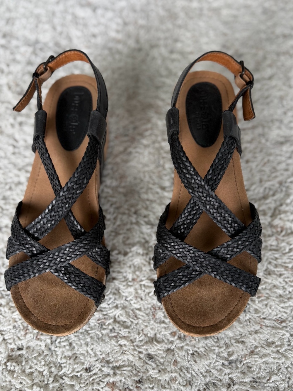 bussola Woven Strappy Slingback Sandals - Black